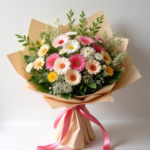 顧客の要望に合わせて作られた美しいオーダーメイドの花束