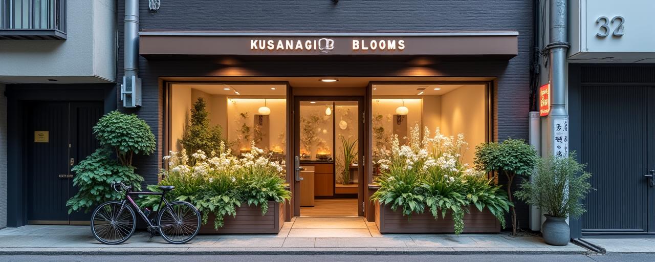 渋谷の静かな路地にあるKusanagi Bloomsの店舗外観